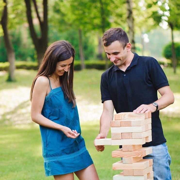 Outdoor Toys Jumbo Floor Stacking Games Tumbling Timber Tower Game Huge Blocks Pine Wooden Tumbling F