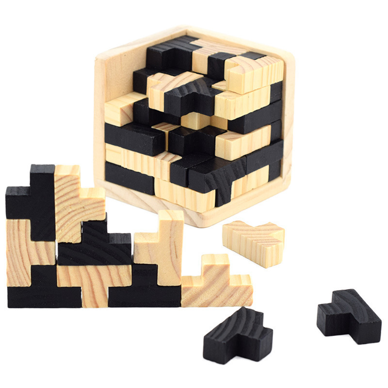 Toys Kids Children Luban Lock Chinese Traditional Toy Unique 3D Wooden Puzzle Classical Intellectual Wooden Cube Educational Toy