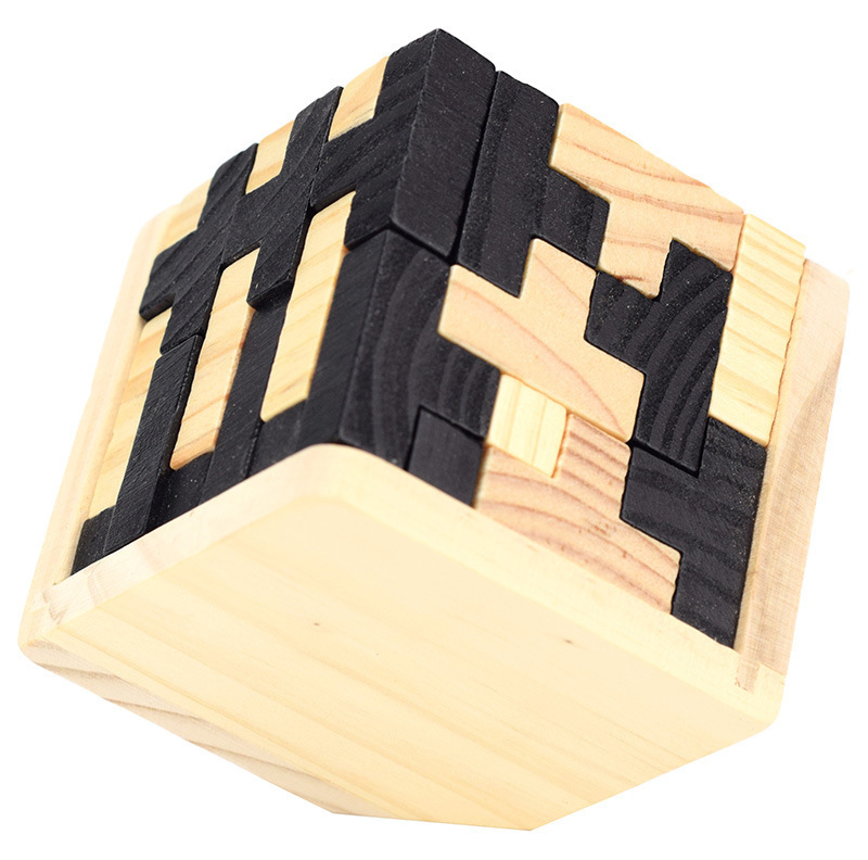 Toys Kids Children Luban Lock Chinese Traditional Toy Unique 3D Wooden Puzzle Classical Intellectual Wooden Cube Educational Toy