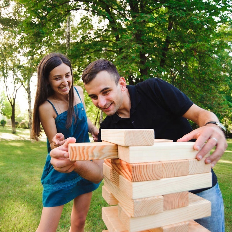 Outdoor Toys Jumbo Floor Stacking Games Tumbling Timber Tower Game Huge Blocks Pine Wooden Tumbling F