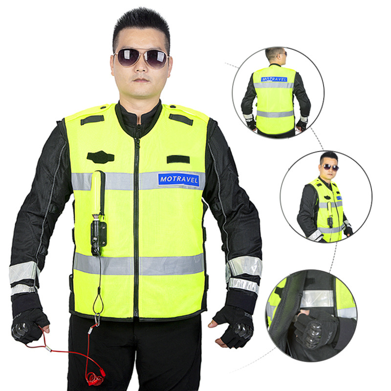 HMAV06 Air Bag Mesh Airbag Men Motorcycle Reflective Vest Black