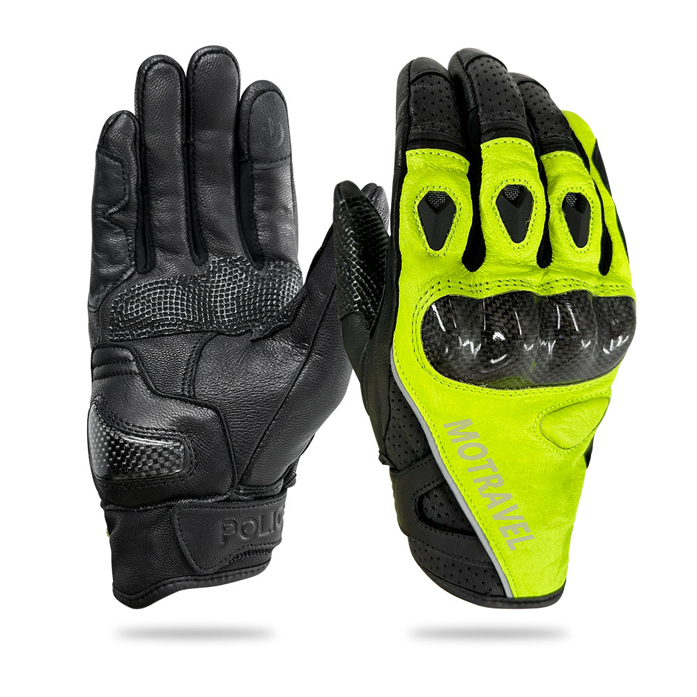 Custom Full Finger Black Men Safety Outdoors Driving Touch Screen Motorbike Mtb Racing Motorcycle Goat Leather Gloves