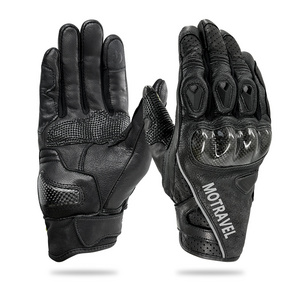 Custom Full Finger Black Men Safety Outdoors Driving Touch Screen Motorbike Mtb Racing Motorcycle Goat Leather Gloves