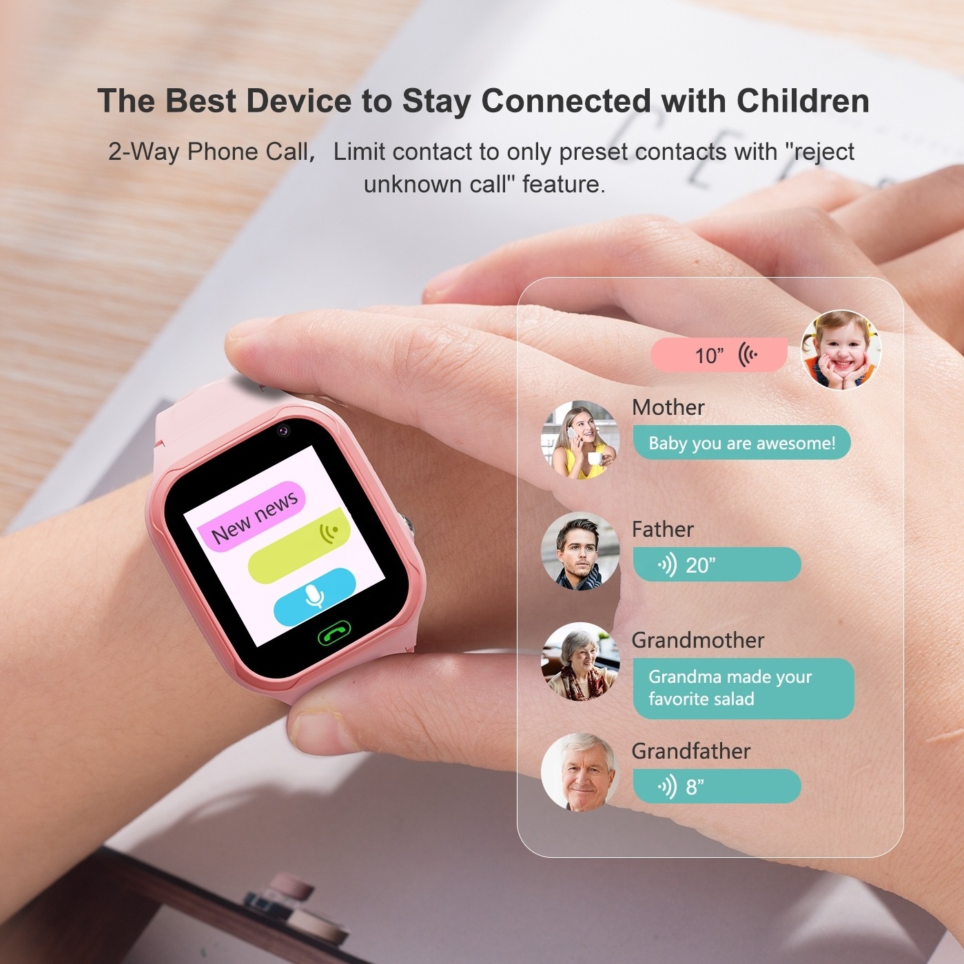 1.4 Inch Touch Screen SOS Call  Anti-Lost Monitor IP67 Waterproof Child Baby 4G gps tracker kids smart q12 watch with camera