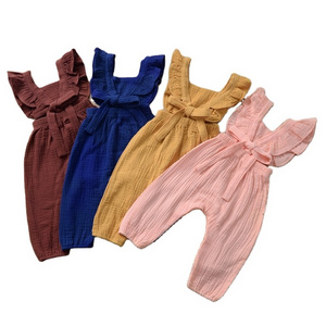 European Toddle Fall Autumn High Quality Clothing Cotton Girl Rompers Kids Lace Long Sleeve Baby Infant Plain Romper