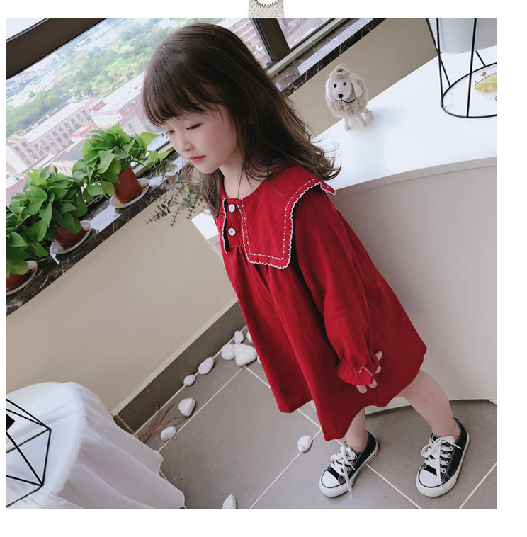 Solid Color Fall Children Dresses Clothes Kids Girl Sweet Princess Wholesale Children Girl Skirt Long Sleeve Dresses