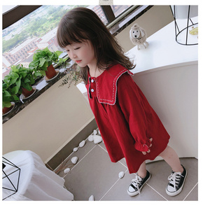 Solid Color Fall Children Dresses Clothes Kids Girl Sweet Princess Wholesale Children Girl Skirt Long Sleeve Dresses