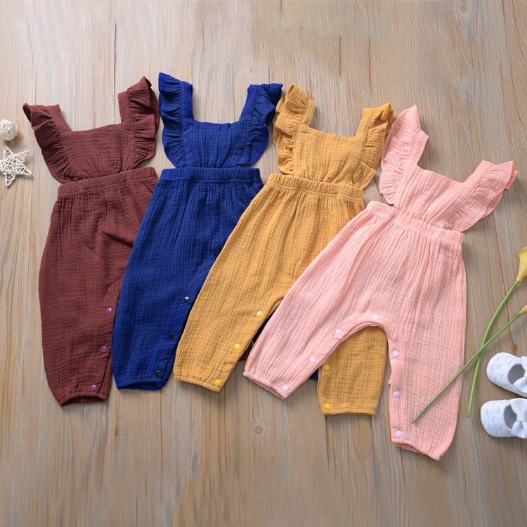 European Toddle Fall Autumn High Quality Clothing Cotton Girl Rompers Kids Lace Long Sleeve Baby Infant Plain Romper