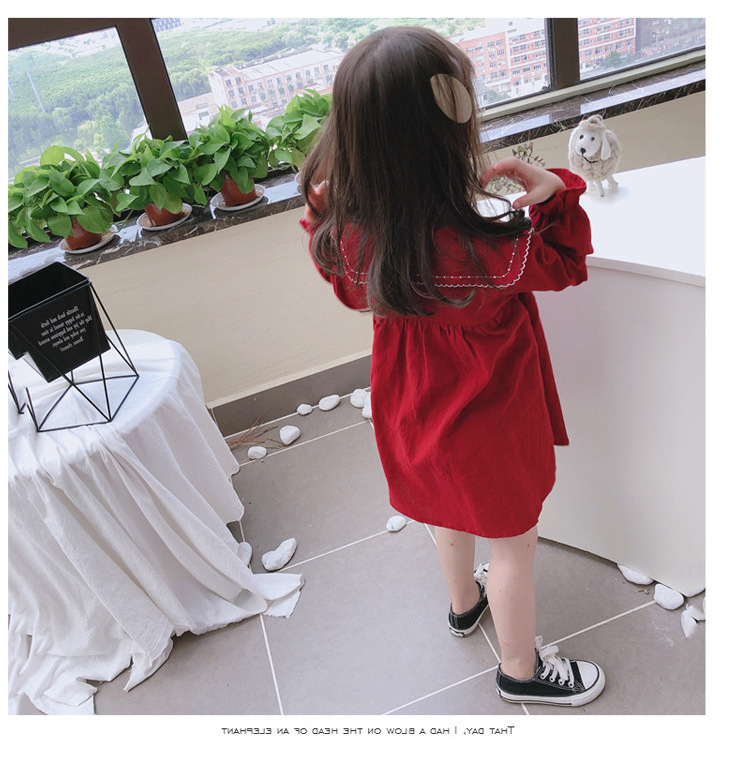 Solid Color Fall Children Dresses Clothes Kids Girl Sweet Princess Wholesale Children Girl Skirt Long Sleeve Dresses