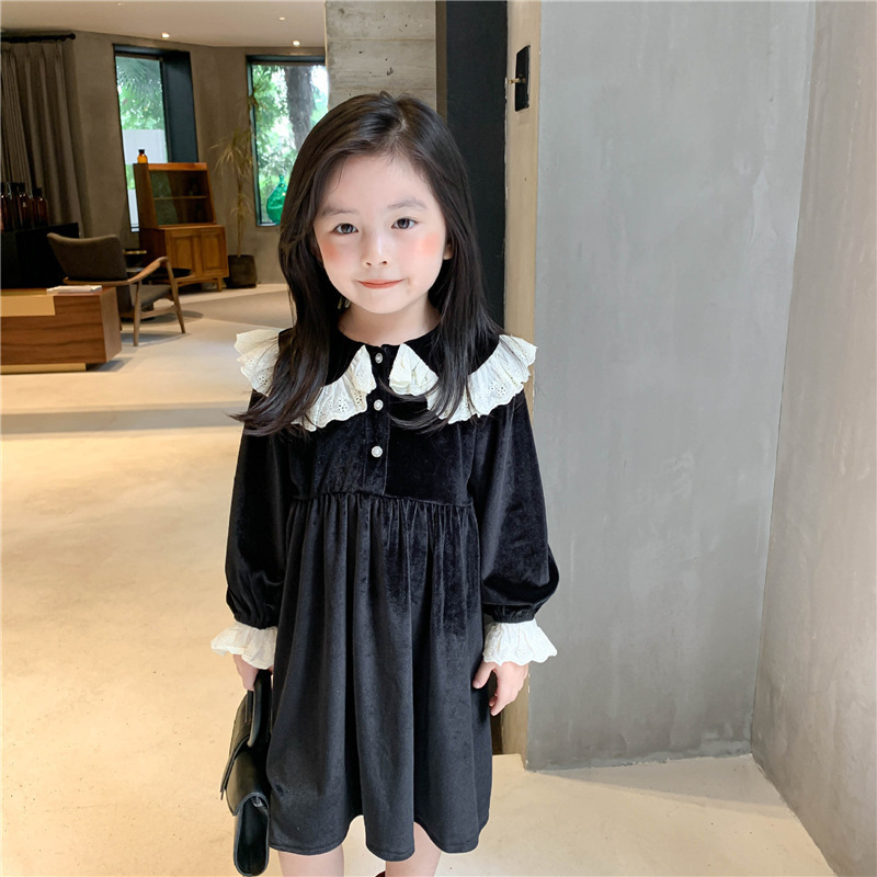 Velvet Dresses Fall Children Clothes Long Sleeve Dress For Children Autumn Baby Girl Party Dresses