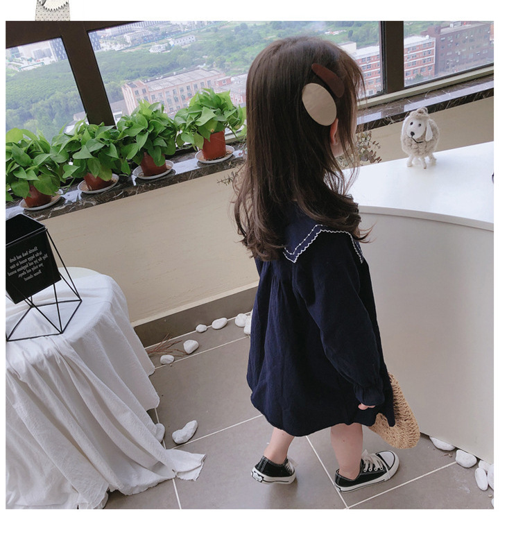 Solid Color Fall Children Dresses Clothes Kids Girl Sweet Princess Wholesale Children Girl Skirt Long Sleeve Dresses