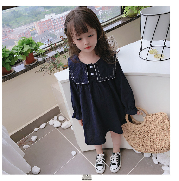 Solid Color Fall Children Dresses Clothes Kids Girl Sweet Princess Wholesale Children Girl Skirt Long Sleeve Dresses