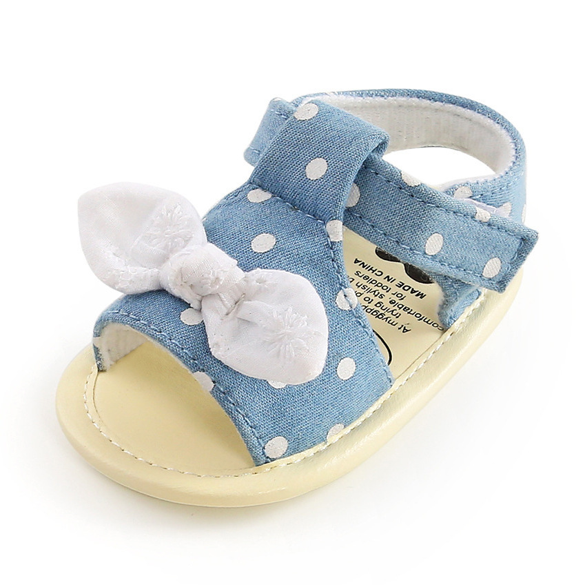 Slip-On Polka Dots Stripe Denim Fashion Moccasins Shoes For Summer Baby Shoes For 0-24 Months