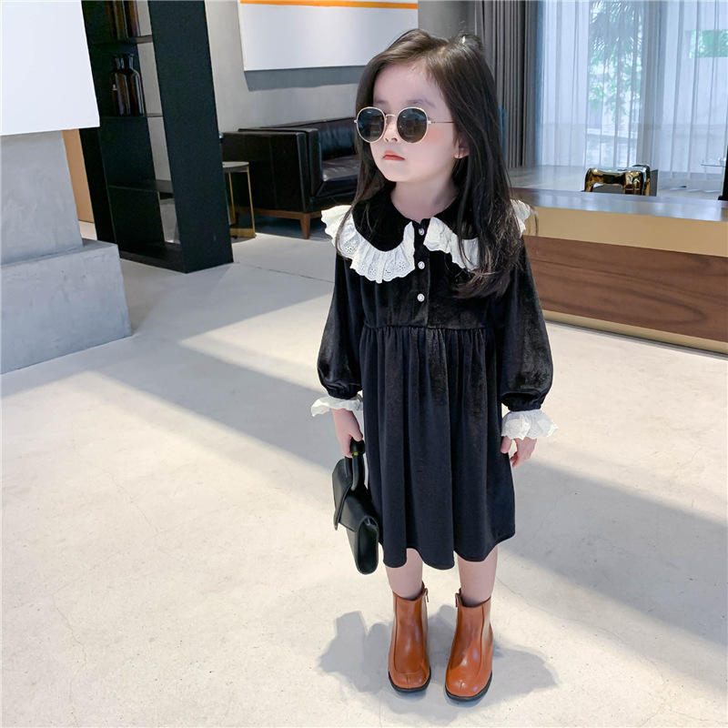 Velvet Dresses Fall Children Clothes Long Sleeve Dress For Children Autumn Baby Girl Party Dresses