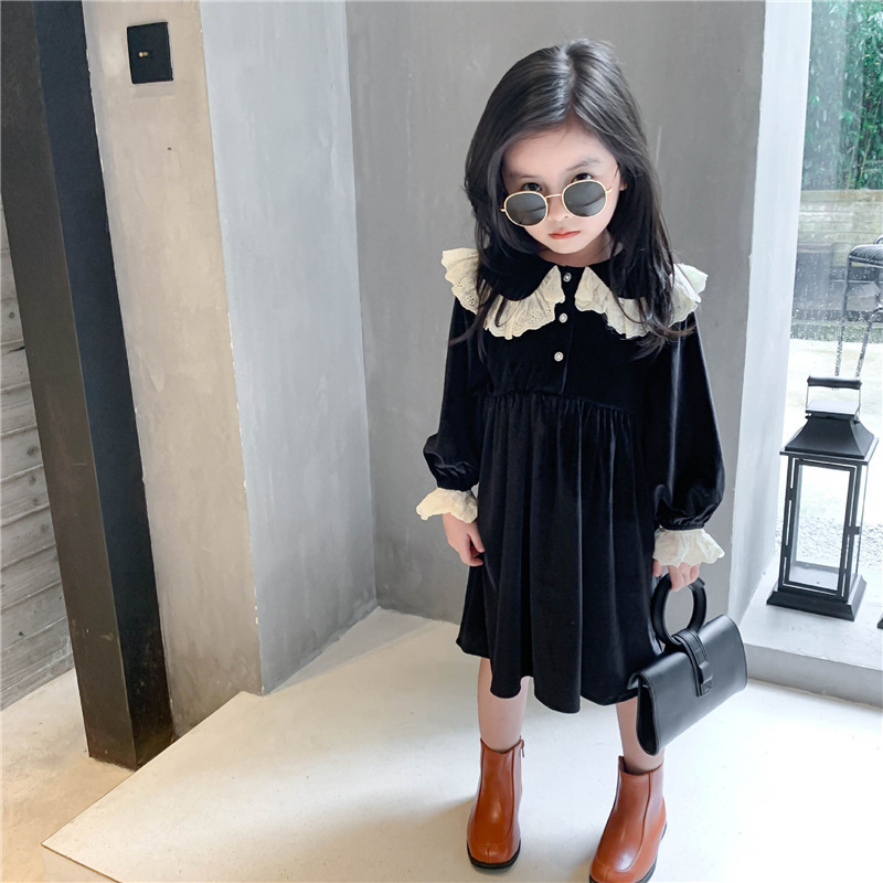 Velvet Dresses Fall Children Clothes Long Sleeve Dress For Children Autumn Baby Girl Party Dresses