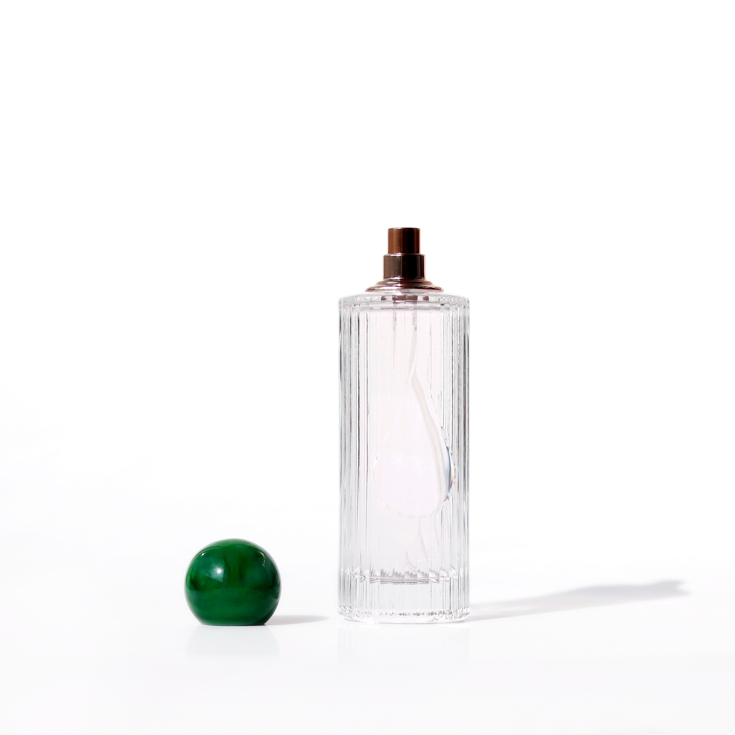 150ml Glass Perfume Bottle Tall Round Shape Glass Parfum Bottle With Green Marble Resin Ball Lid