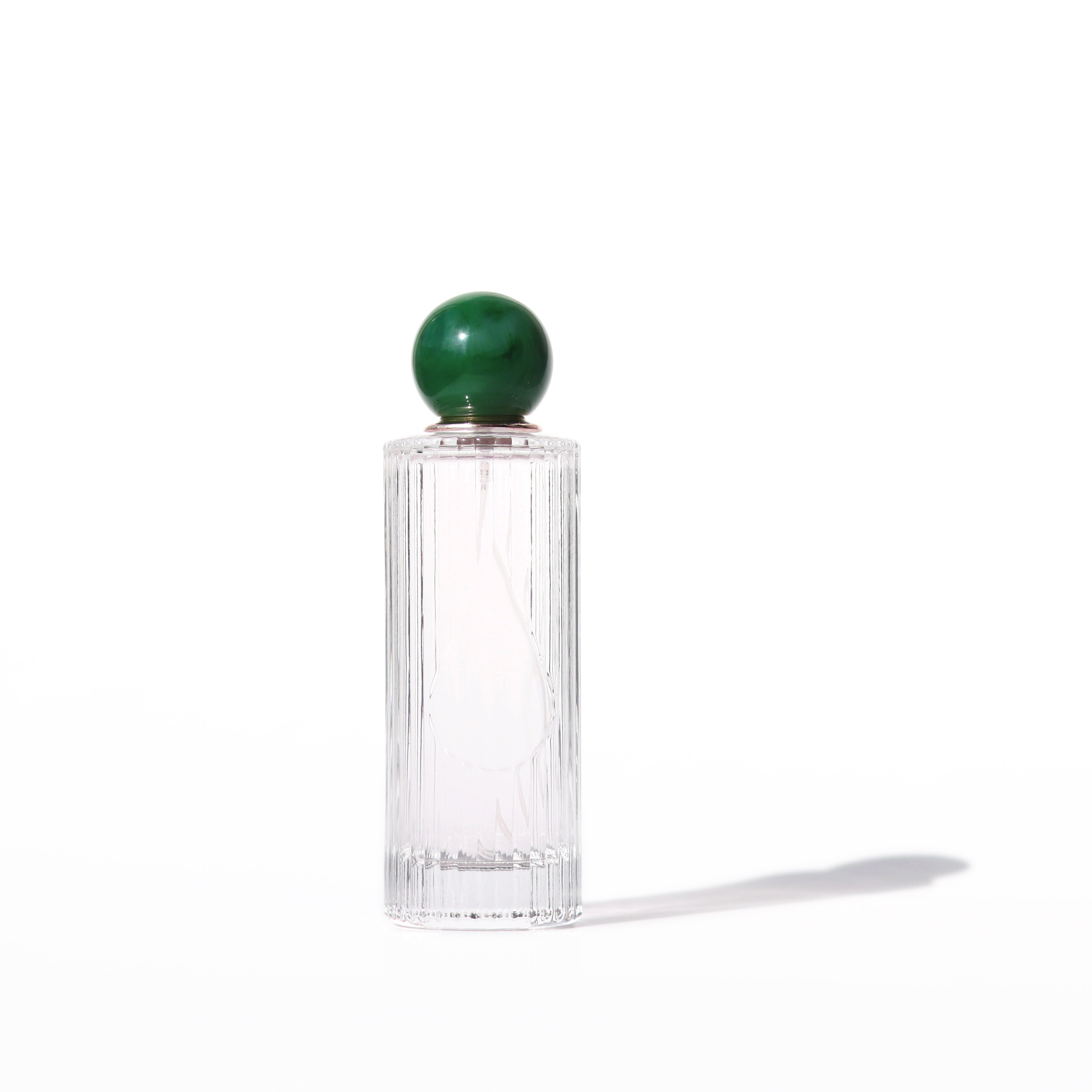 150ml Glass Perfume Bottle Tall Round Shape Glass Parfum Bottle With Green Marble Resin Ball Lid