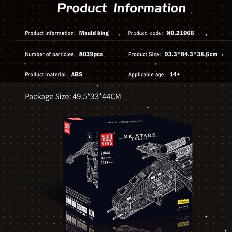 Mould King 21066 Star Series Republic Gunboat interstellar LAAT-I Air Plane War Assembly Model Set MOC Creative Building Block