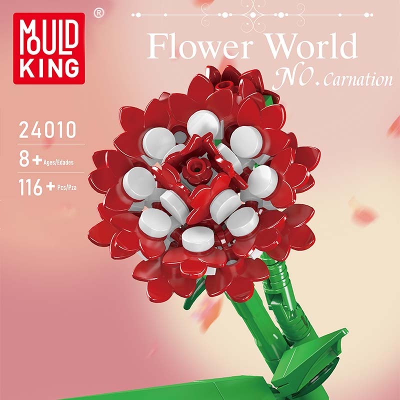 MOULD KING 24010 Decorative Flower Bricks Mothers Day Girls DIY Toys Garden Assemble Model Set No.Carnation Building Block