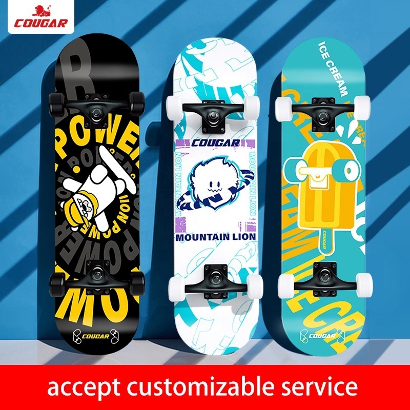 Factory Custom Patineta Skate board Deck Truck 5 7 Ply Maple Double Kick Skateboards For Beginner Youngsters Men Boys Girls