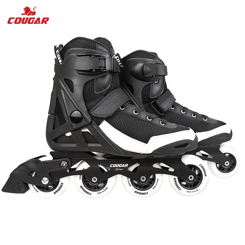 New Cougar Skates Brake PU Wheels Fitness Inline Skating Shoes Adult Teens Roller Skates