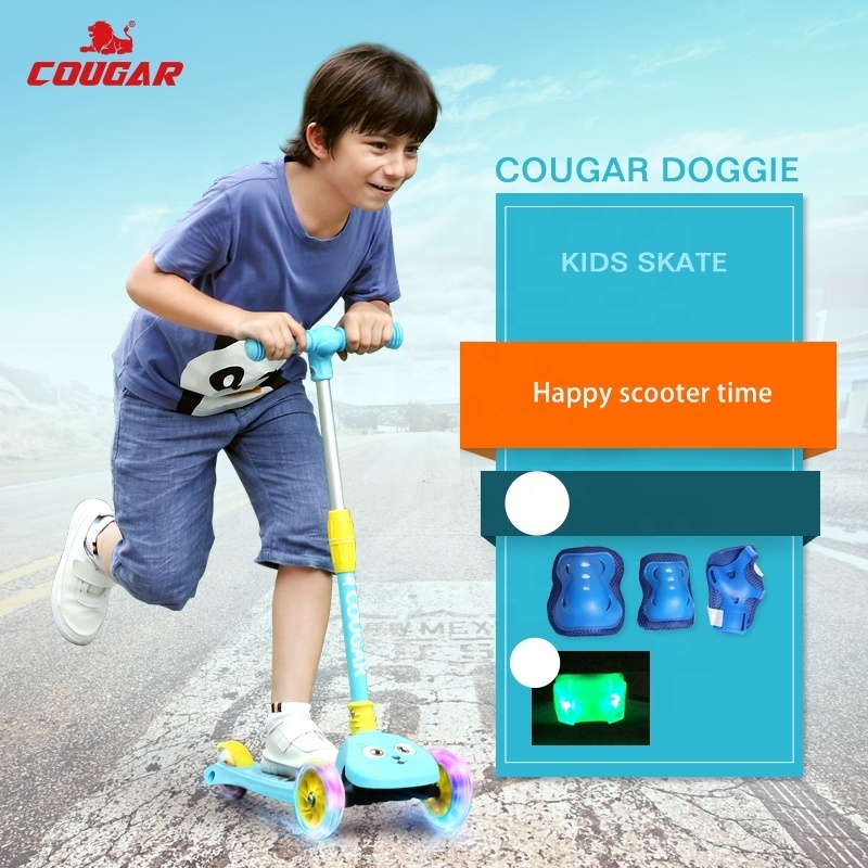 MHBC-09 Cougar Scooter Mobility Boy Girl Skate Adjustable Flashing Roller Kid Foot Pedal Kick Scooter With 3 Wheels Light Up