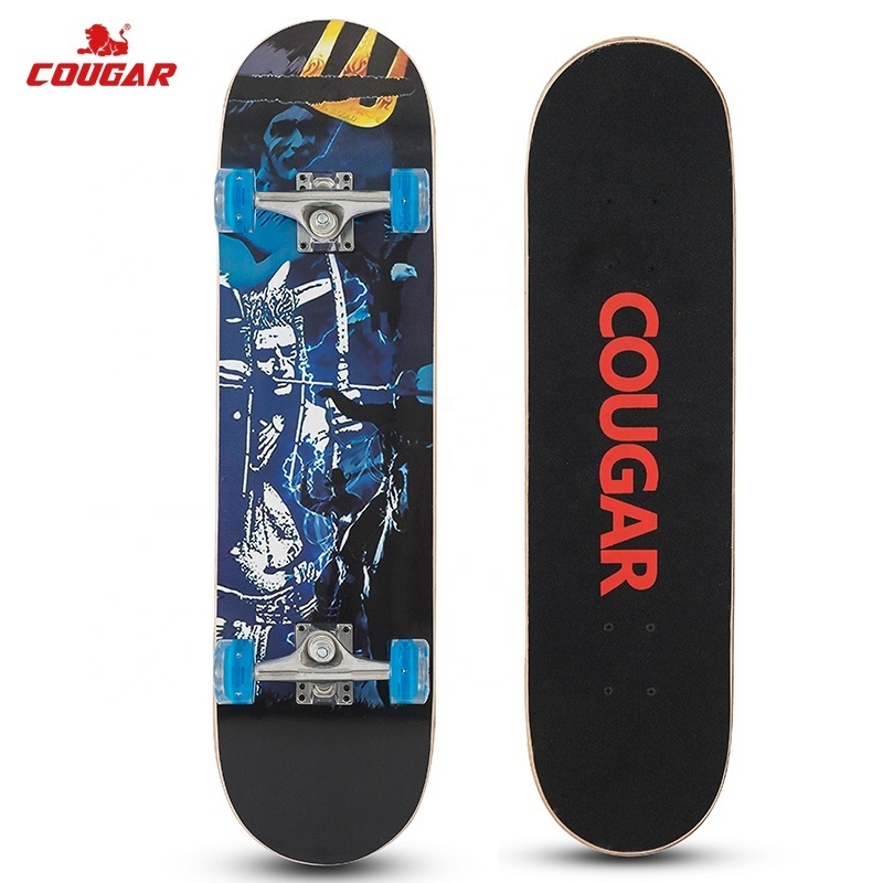 Factory Cougar Wholesale Pu Wheel Four Flashing Roller Skateboard Premium Maple Deck Skateboard For Boy Girl Man Women Adult Kid