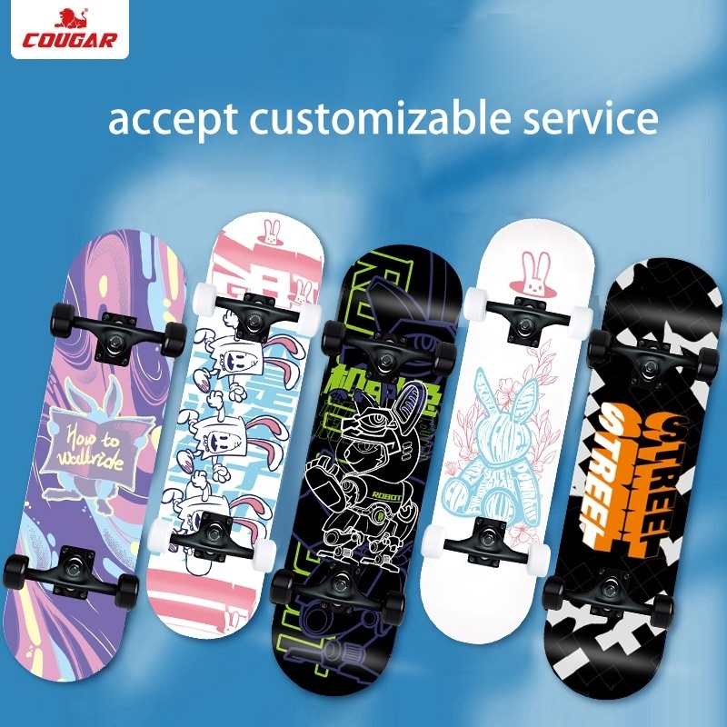 Factory Custom Patineta Skate board Deck Truck 5 7 Ply Maple Double Kick Skateboards For Beginner Youngsters Men Boys Girls