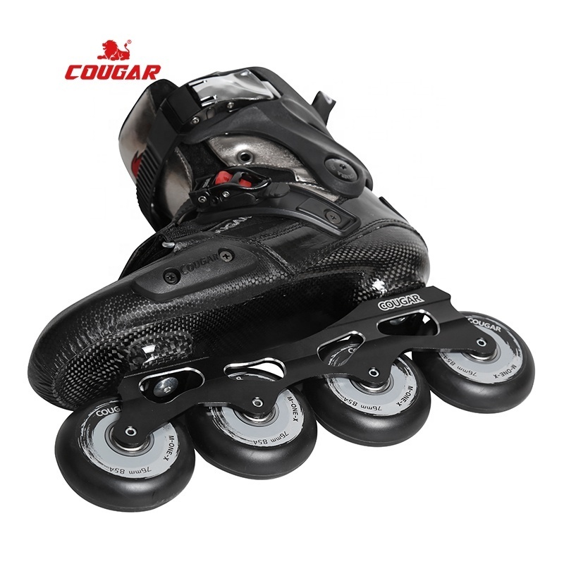 Cougar Skate Slalom Skill Short Track Competition Carbon Fiberglass Shell Inline Roller Skates for Children Kids Teens Adult