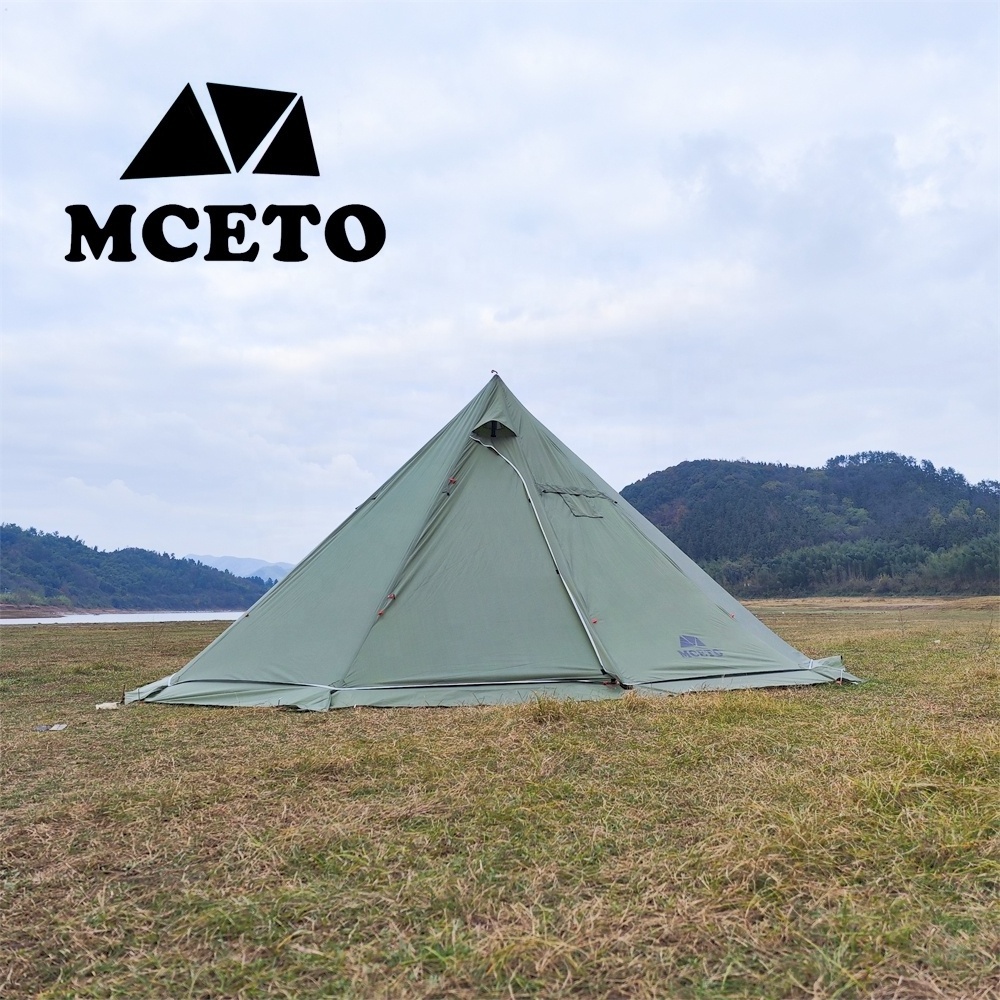 MCETO TX500PRO 5M Waterproof Outdoor Camping Hiking Shelter Aluminum Pole Pyramid Tent with Snow Skirt Chimney Jack Teepee Tipi