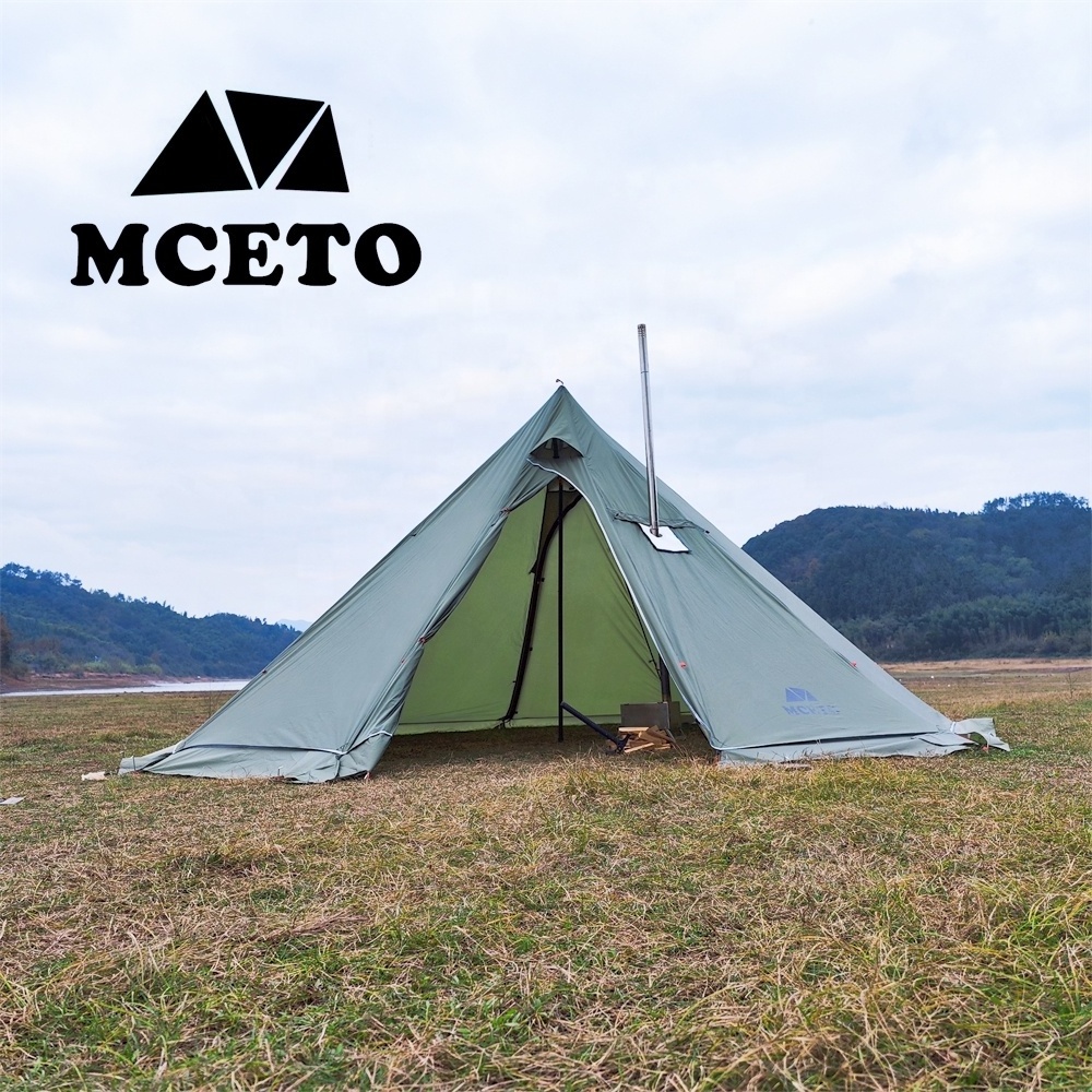 MCETO TX500PRO 5M Waterproof Outdoor Camping Hiking Shelter Aluminum Pole Pyramid Tent with Snow Skirt Chimney Jack Teepee Tipi