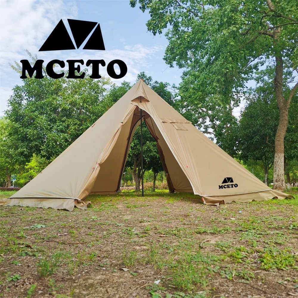 MCETO TX500PRO 5M Waterproof Outdoor Camping Hiking Shelter Aluminum Pole Pyramid Tent with Snow Skirt Chimney Jack Teepee Tipi