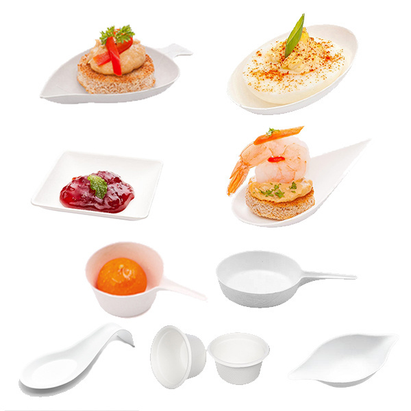 Small Mini Appetizer Plates Tear Drop Spoons Dessert Disposable Asian Spoons Party Appetizer Cup for Wedding Serving Catering