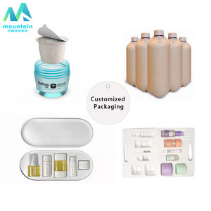 Compostable Eco Friendly Biodegradable Box bottol jar Cosmetic Paper Fiber Bagasse Pulp Molded Packaging