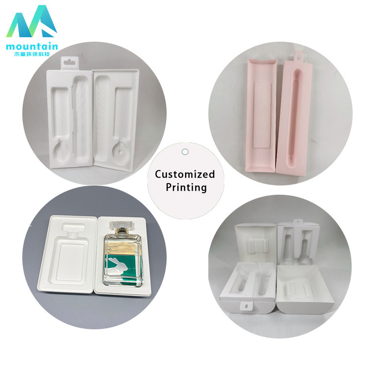 Compostable Eco Friendly Biodegradable Box bottol jar Cosmetic Paper Fiber Bagasse Pulp Molded Packaging