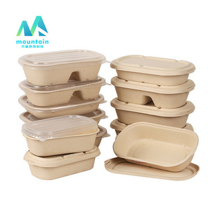 Eco Food Packaging Boxes Biodegradable Lunch Boxes With Lid Sugarcane Bagasse To Go Disposable Bento Food Container