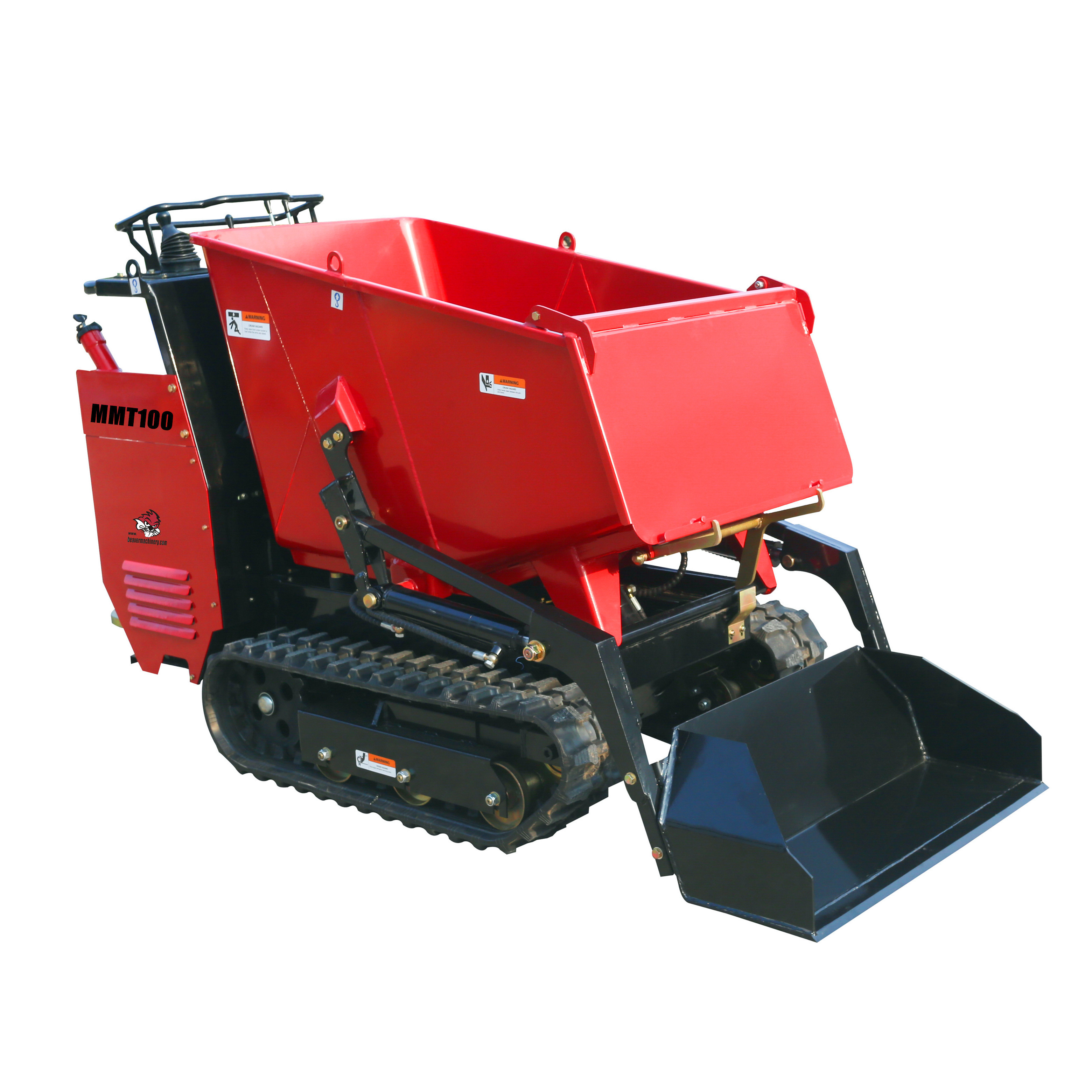 China mini dumper 1200kg gasoline powered hydraulic rubber truck with self loading shovel