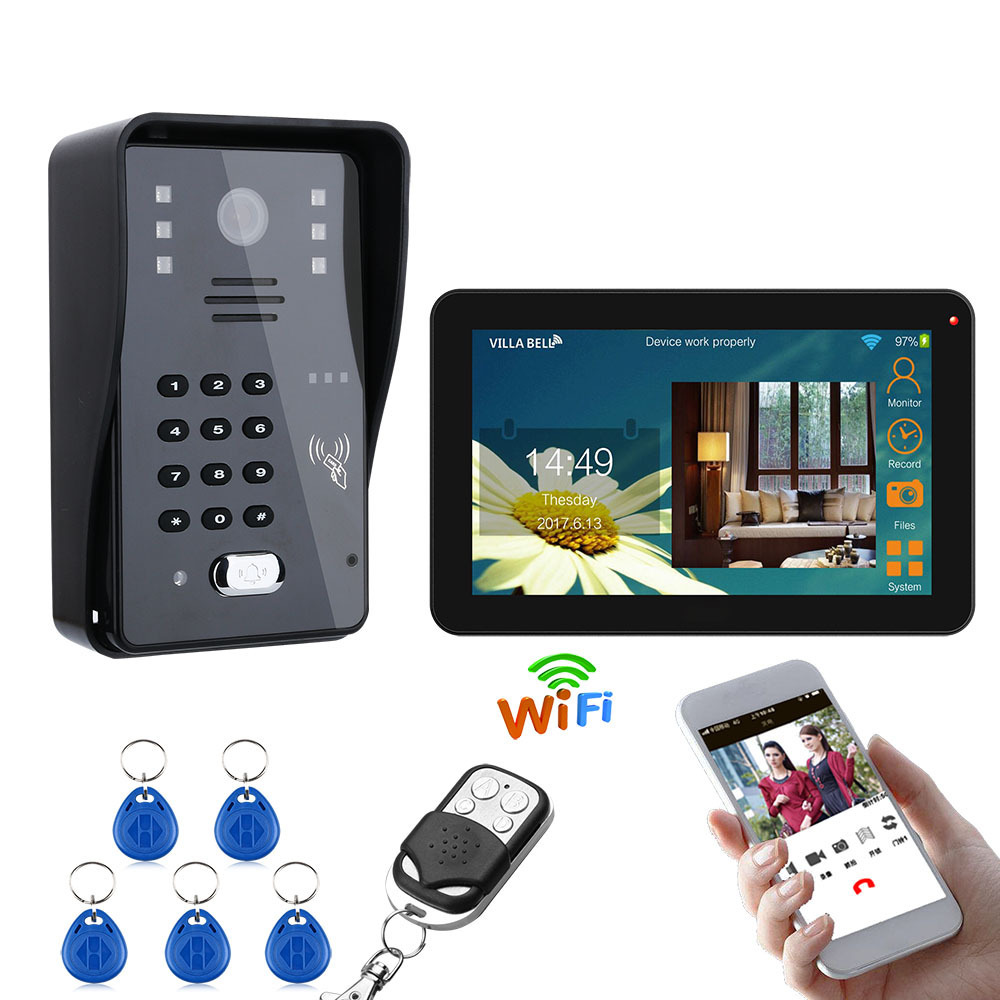 Wholesale 9inch screen Wireless Wifi RFID Password Video Door Phone Doorbell Intercom System with IR-CUT 1000TVL Wired Camera