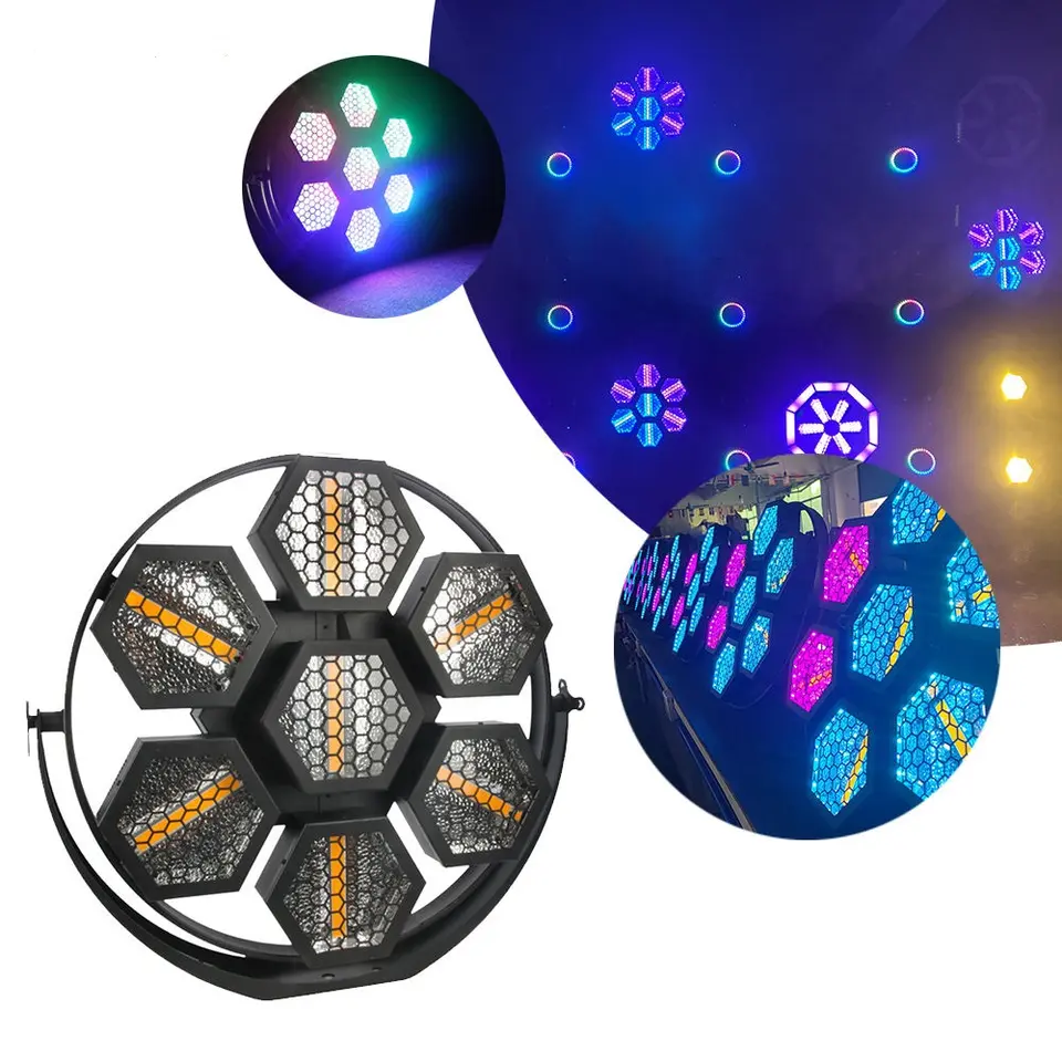 Hot Selling Small Size 7 Led 150W Portman Lights LED SMD5050 RGB Retro Strobe Lights Hexagonal Flash Background Stage Lights