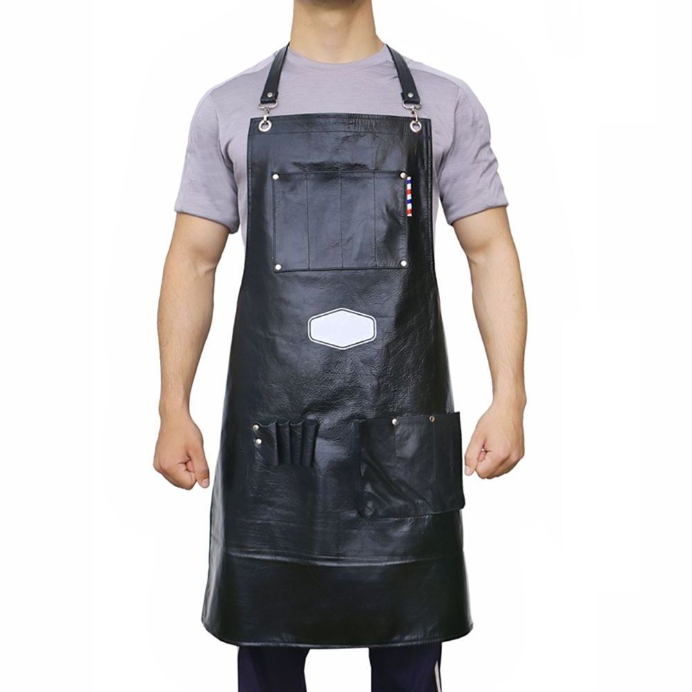 High Quality Leather Barber Apron Hairdressing Black Color Straps Unisex Beauty Salon Hairdresser Barber Apron