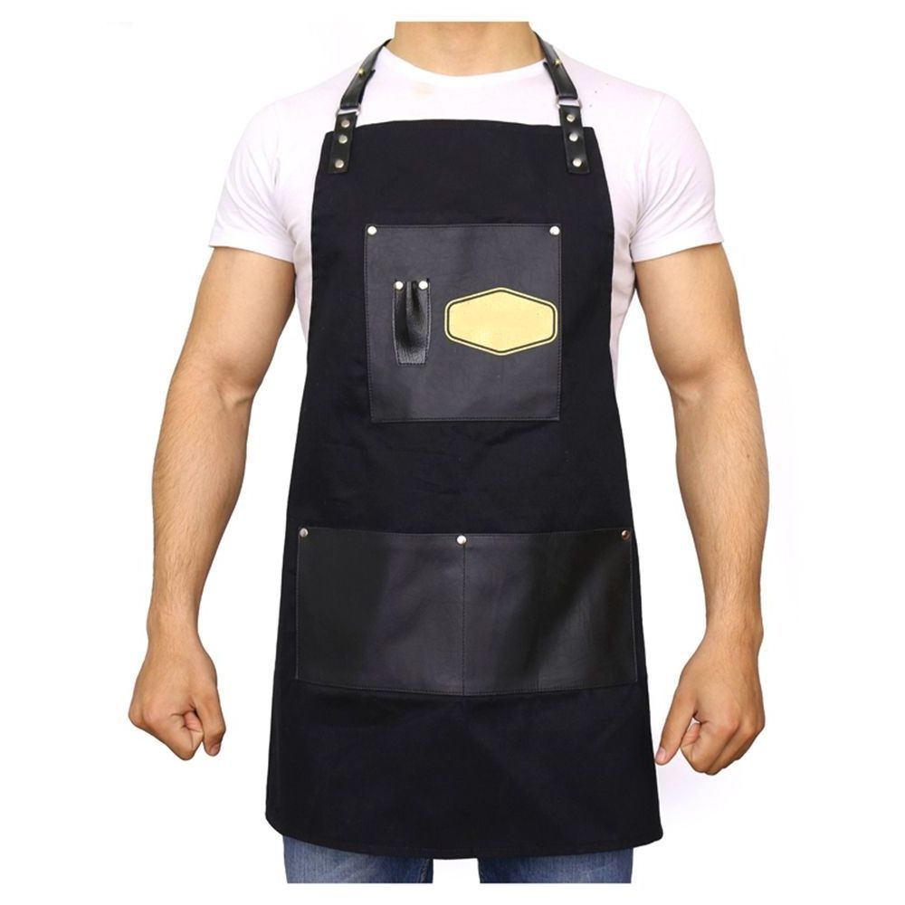 High Quality Leather Barber Apron Hairdressing Black Color Straps Unisex Beauty Salon Hairdresser Barber Apron