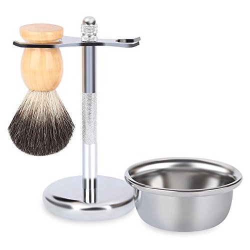 shaving kit gift set for men  Luxury Shaving Kit Stainless Steel Shaver Brush & Safety Razor Holder Set