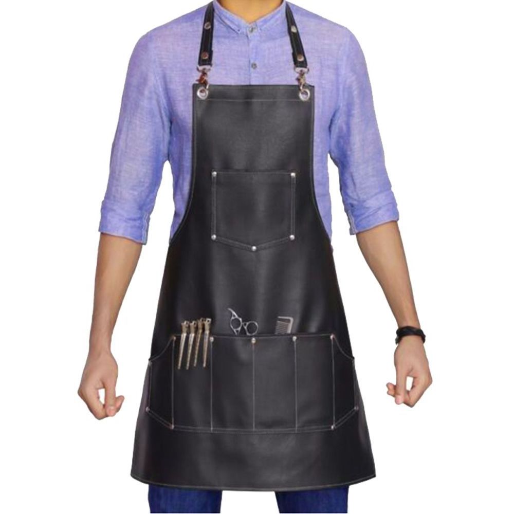 High Quality Leather Barber Apron Hairdressing Black Color Straps Unisex Beauty Salon Hairdresser Barber Apron