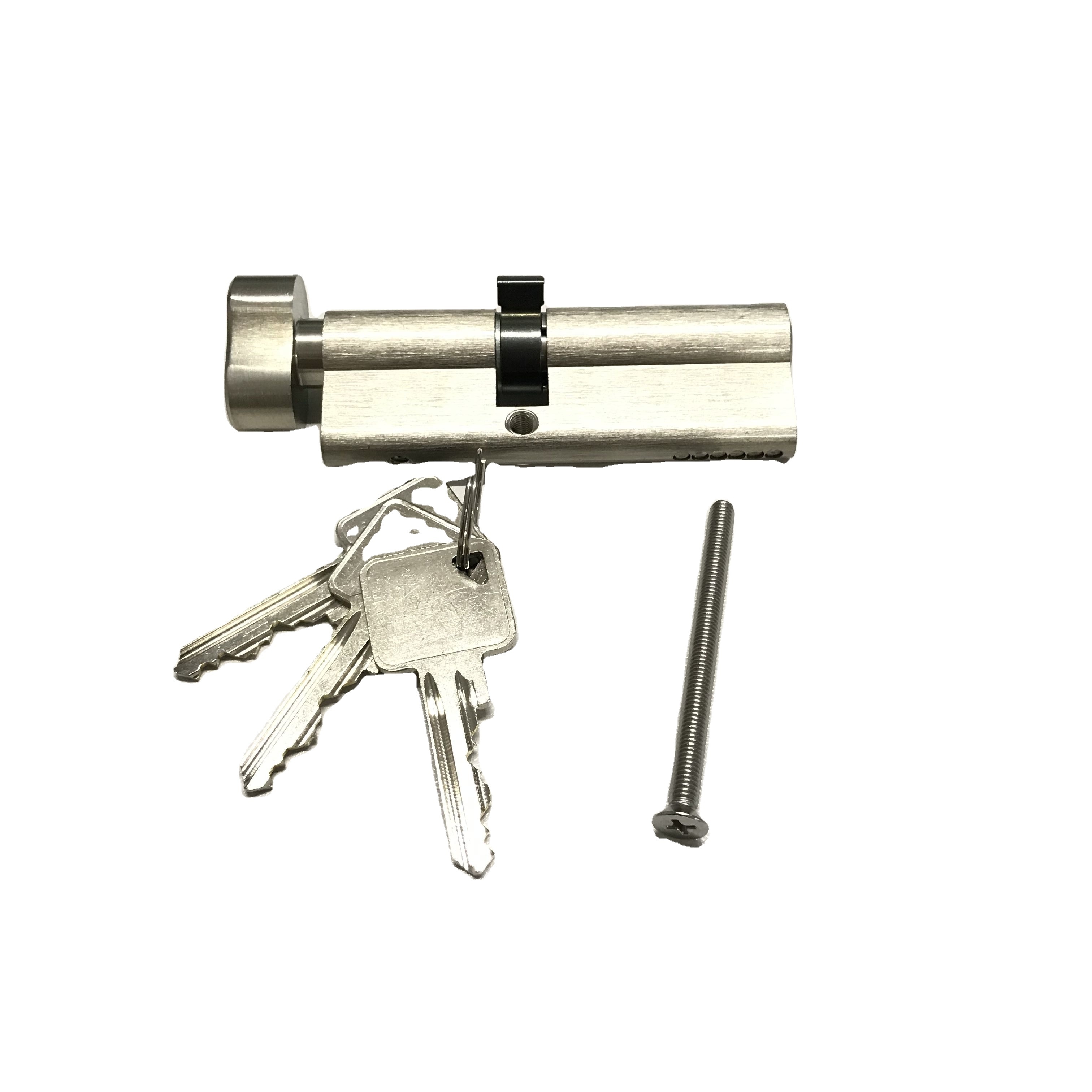 Thumbturn Security 90 Degree Solid Brass Euro Profile Cylinder Lock in Brushed Nickel Finish 90mm Door Cylinder Lock