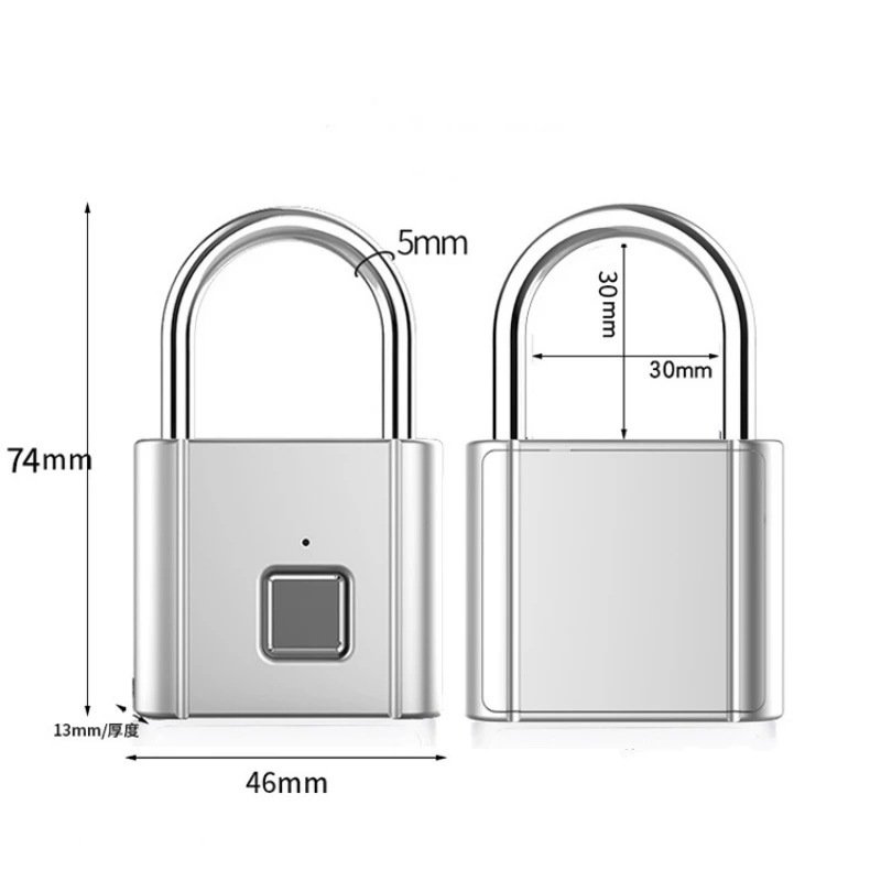 Fingerprint Padlock, Smart Padlock Fingerprint Lock, Keyless Biometric Lock Suitable for Luggage, Suitcase