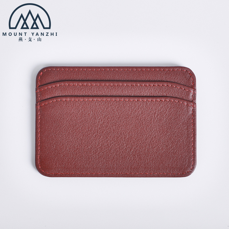 Perfect Graceful Custom Embossed Logo Genuine Leather ID Card Holder Front Pocket Wallet Credit Card Holder