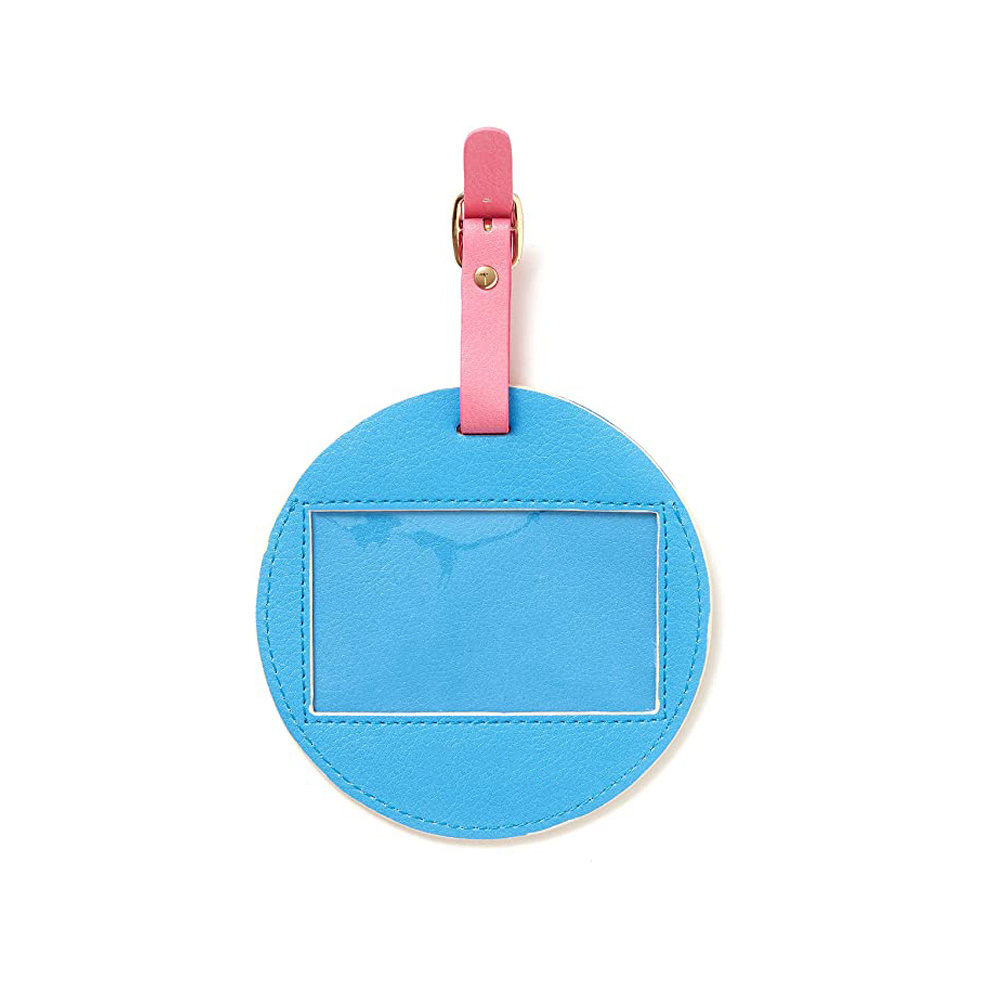 Wholesale High Quality Custom Printed Logo Round Bulk Card Genuine Leather Vegan Leather Luggage Tag