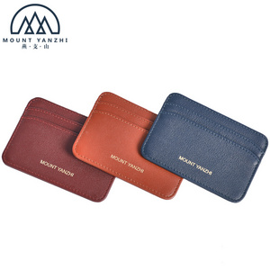 Perfect Graceful Custom Embossed Logo Genuine Leather ID Card Holder Front Pocket Wallet Credit Card Holder