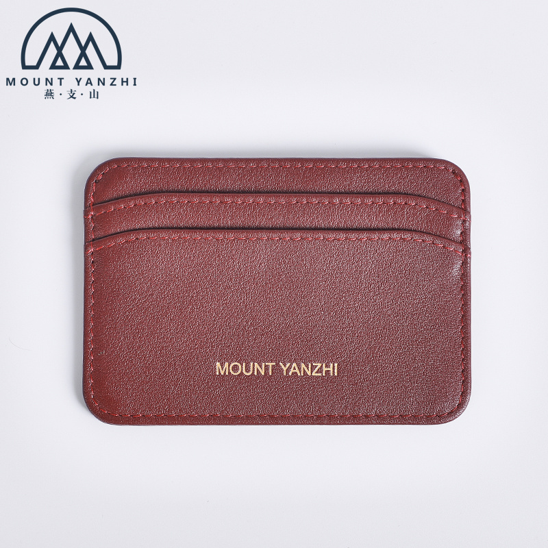 Perfect Graceful Custom Embossed Logo Genuine Leather ID Card Holder Front Pocket Wallet Credit Card Holder