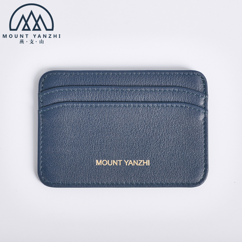 Perfect Graceful Custom Embossed Logo Genuine Leather ID Card Holder Front Pocket Wallet Credit Card Holder